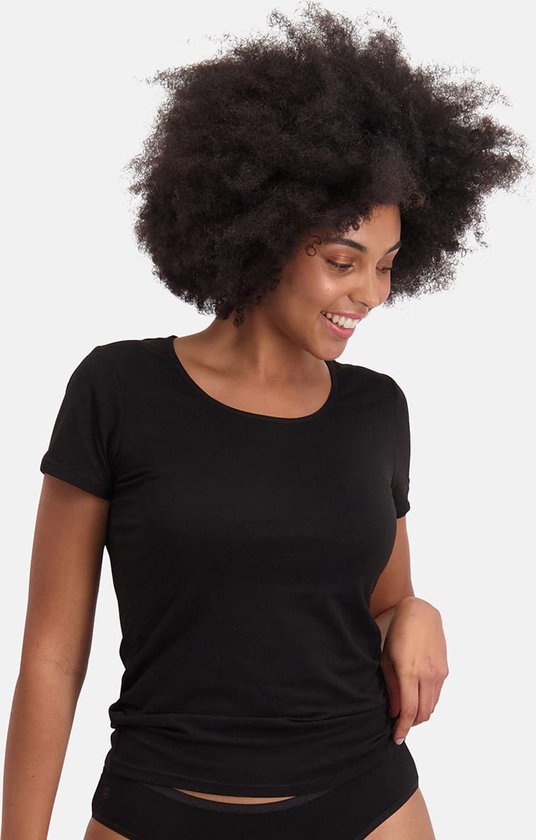 Comfortabel & Zijdezacht Bamboo Basics Kate - Bamboe T-shirts (Multipack 2 stuks) Dames - Korte Mouwen - Zwart - XL