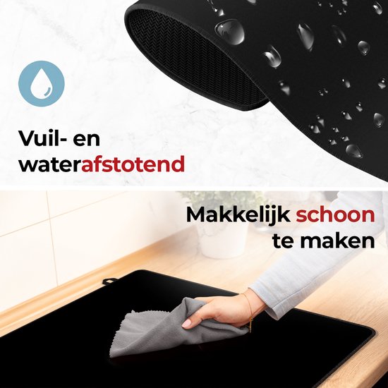 KitchyMist Inductie Beschermer 90x52 cm - Zwart Effen - Kookplaat Beschermer - Afdekplaat voor Kookplaat - Inductie Mat - Spatscherm Achterwand Keuken