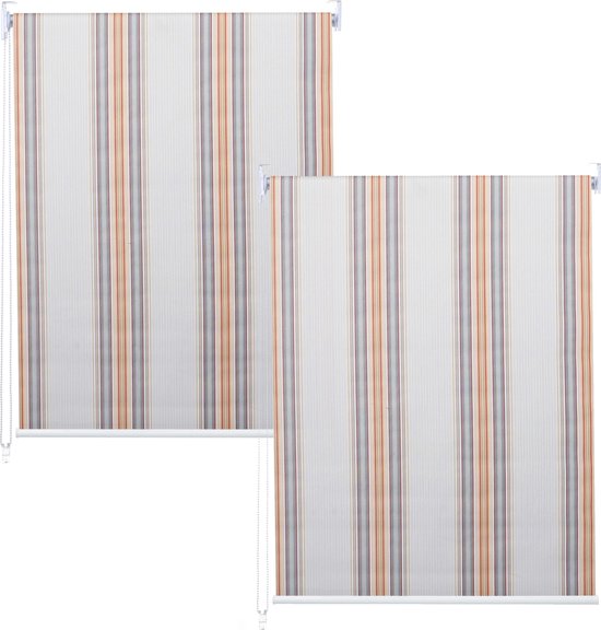 Set van 2 rolgordijnen MCW-D52, raamrolgordijn zij-trekgordijn, 120x230cm ondoorzichtige zonwering ~ grijs/bruin/oranje
