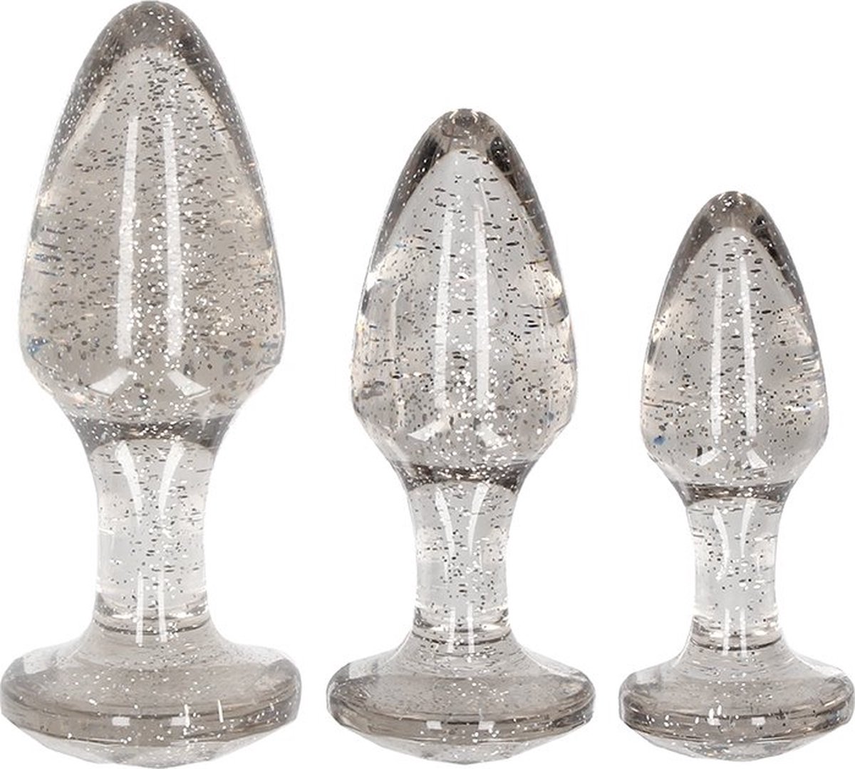 Goedkoopste Acrylic Silverchip Butt Plug Set - Silver
