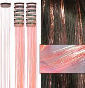 2 x clip-in NEON ORANJE Hair Tinsels - Glitter Extensions - Glitterhaar - Glitter Haar Extensions - clip extensions neon oranje