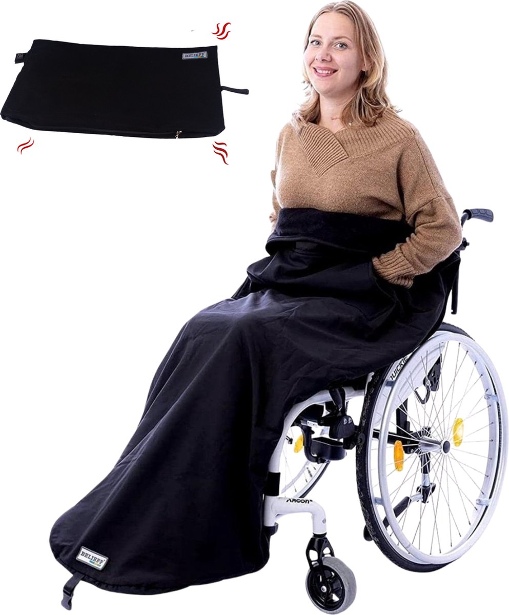 Goedkoopste Belieff Rolstoel Deken Met Heating Systeem – Voetenzak - Handzakken – Wind- en Waterdicht - Unisex - 100 Polyester - Fleece Gevoerd - Rolstoel Voetenzak Volwassenen - Warm & Comfortabel