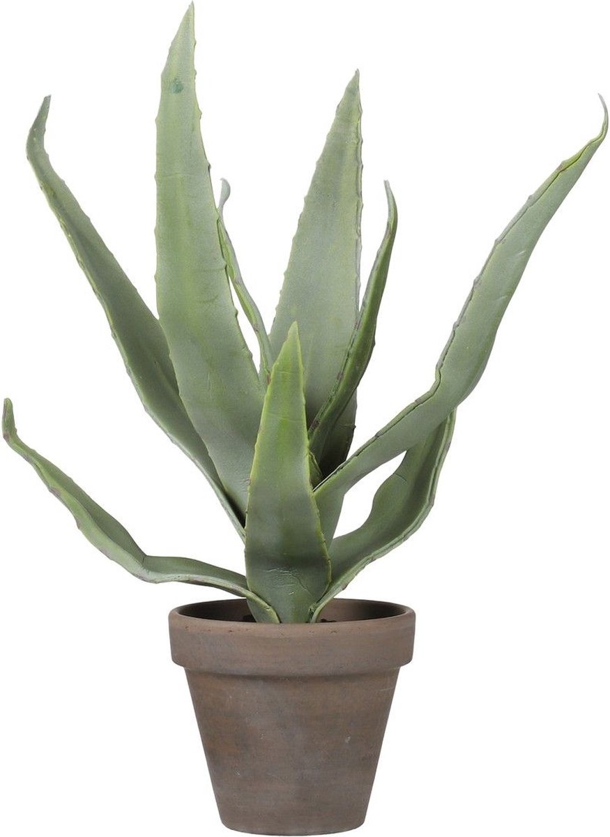 Mica Decorations ALOE VERA KUNSTPLANT IN BLOEMPOT STAN- H30 X Ø16 CM - VERGRIJSD GROEN-GRIJS