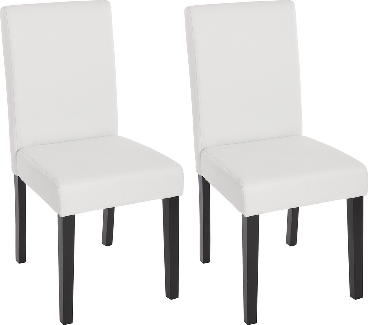 Cosmo Casa Set van 2 eetkamerstoelen keukenstoelen Littau - Kunstleer - Mat wit - Donkere poten