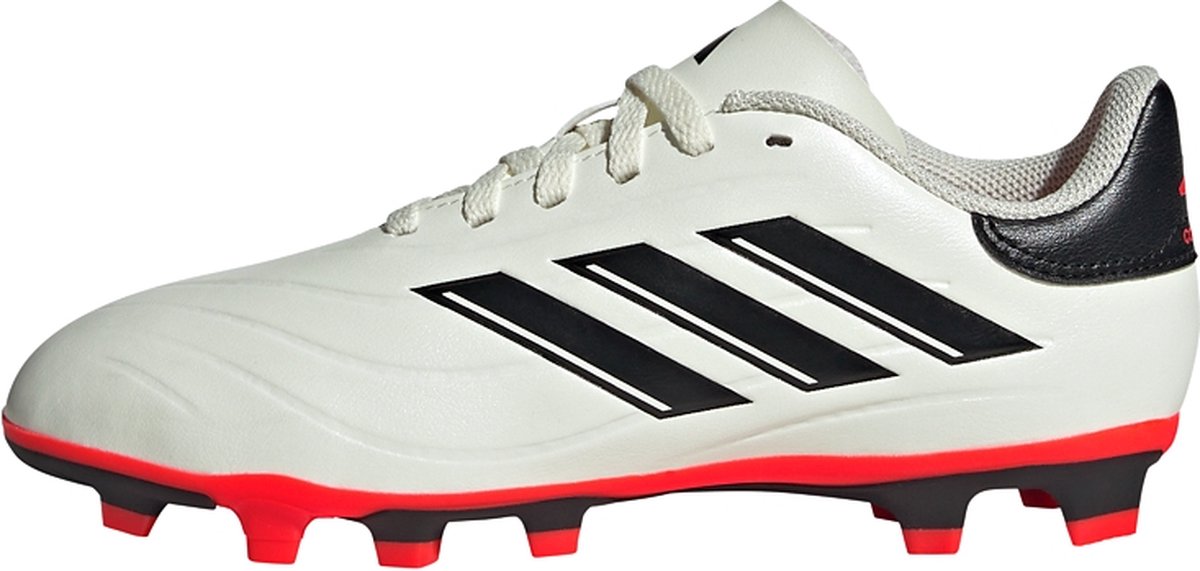 adidas Copa Pure II Club voetbalschoenen voor kinderen, beige met zwarte strepen en rode details, maat 36 2/3.