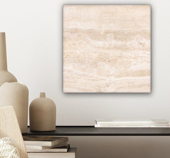 Tableau sur toile Marbre - Pierres - Sable - Texture - 20x20 cm - Décoration murale