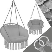 tectake® - Hangstoel voor binnen en buiten, terrassen en balkonmeubels, hangstoel met frame, robuuste constructie met groot zacht kussen, hangstoel tot 100 kg - grijs