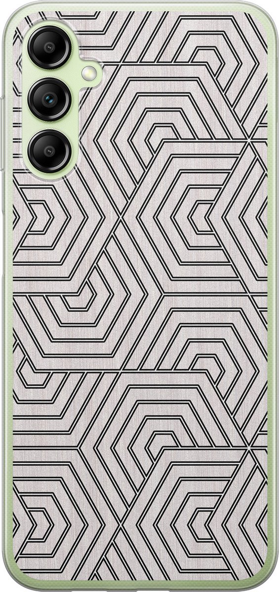 Leuke Telefoonhoesjes - Hoesje geschikt voor Samsung Galaxy A14 5G - Geometrisch - Soft case - TPU - Print / Illustratie - Grijs