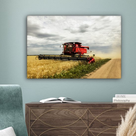 Toile Peinture Amérique - Tracteur - Nourriture - 90x60 cm - Décoration murale