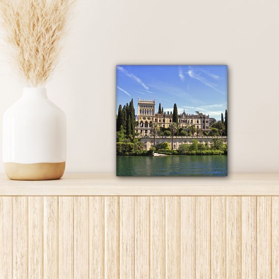 Tableau sur Toile Lac de Garde - Water - Maison - 20x20 cm - Décoration murale