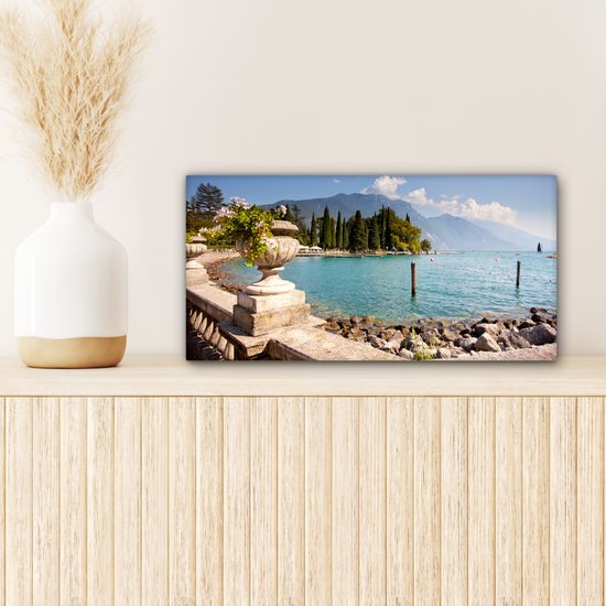 Tableau sur Toile Lac de Garde - Côte - Water - 40x20 cm - Décoration murale