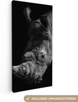 Toile Peinture Rhinocéros - Animal sauvage - Portrait - 20x40 cm - Décoration murale
