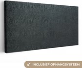 Canvas Schilderij Leer - Structuur - Zwart - Groen - Licht - 80x40 cm - Wanddecoratie