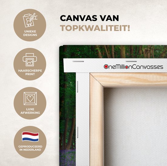 Peintures sur toile - Forêt - Chemin - Fleurs - 150x100 cm - Décoration murale