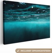 Canvas Schilderij Zee - Onderwater - Blauw - 120x80 cm - Wanddecoratie