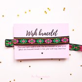 Wens armbandje ''boho flower black'' geschenk - geluk - geluksbrenger - boho - bohemian - wish-bracelet - handgemaakt