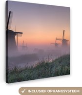 Peinture sur toile Moulin à vent - Nederland - Brouillard - 50x50 cm - Décoration murale