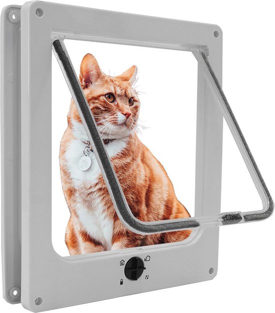 IVOL Kattenluik met Tunnel 25 x 29 x 5,5 cm - Wit - 4 vergrendelingsstanden