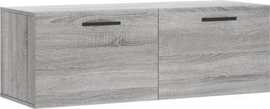 vidaXL Wandkast 60x36,5x35 cm bewerkt hout betongrijs, kast, halkast, bijzet kast, bijzetkast, gangkast, tv-kast, mediakast, kast voor woonkamer