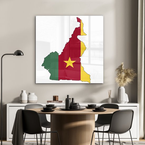 Peinture sur Verre - Dessin de la Carte du Cameroun - 90x90 cm - Peintures sur Verre Peintures - Photo sur Glas