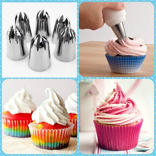 Cake decoration set 48 stuks van verschillende RVS spuitmondjes voor het decoreren van