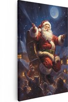 Artaza Canvas Schilderij Kerstman deelt Cadeaus uit - 40x60 - Foto Op Canvas - Canvas Print