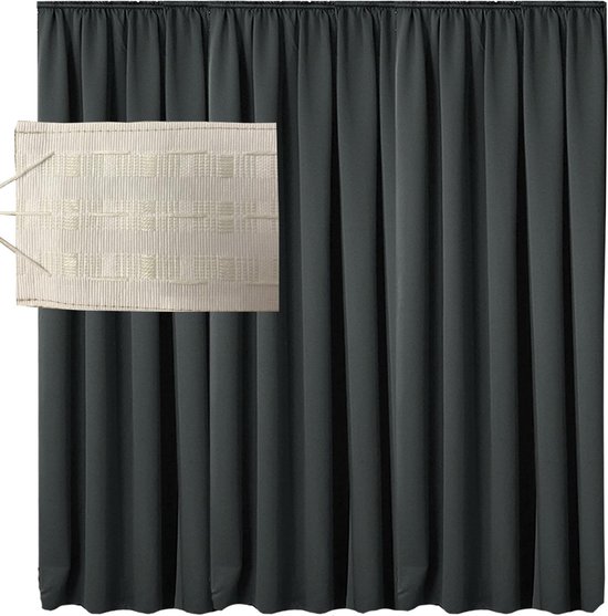heimtexland ® Tenda con occhielli, effetto lino, 245 x 140 cm, a righe, viola, grigio, tipo 633