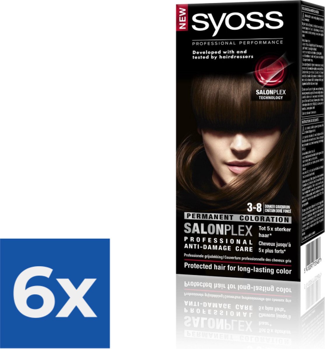 Syoss - Haarverf - 3_8 - Donker Goudbruin - 115ml x 6