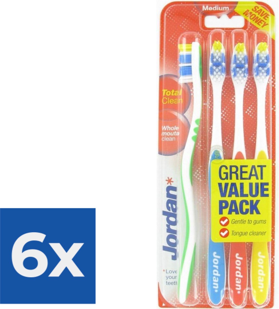 Goedkoopste Jordan - Total Clean Tandenborstels Medium - 4 stuks - Voordeelverpakking 6 stuks