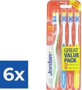 Jordan - Total Clean Tandenborstels Medium - 4 stuks - Voordeelverpakking 6 stuks