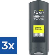 Dove Men+Care Douchegel Sport Active Fresh 250 ml - Voordeelverpakking 3 stuks
