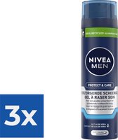 NIVEA MEN Protect & Care Scheergel - Hydraterend - 200 ml - Voordeelverpakking 3 stuks