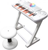 Speelgoed Keyboard - DeQube - Piano voor Kinderen - Met Discobal, Krukje en veel Effecten - Inclusief Leermethode