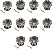 10 stuks pompoenvormige ladeknoppen meubelknoppen 3.8x4.0cm keramische Europese stijl vintage luipaardprint blauwe kastladeknoppen