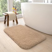 Tapis de salle de bain 60 x 90 cm, tapis de bain extra doux et absorbant, microfibre, tapis de salle de bain antidérapant lavable pour sol de salle de bain, baignoire, salle de douche (beige)