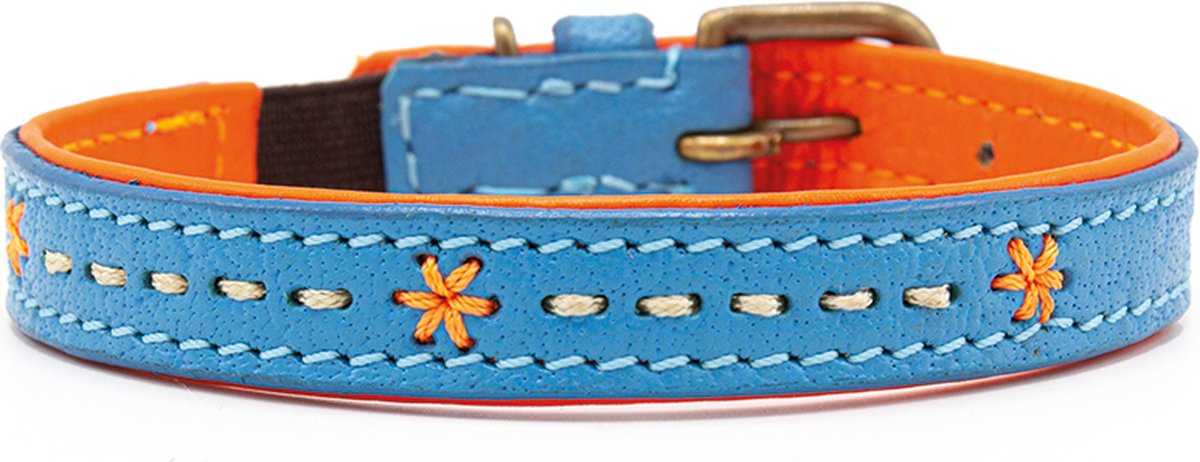 DWAM Dog with a Mission Halsband Kat – Kattenhalsband – Poezenband - Blauw – One Size – Leer – Halsomvang tussen 20 -24 x 1,5 cm – Felix
