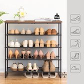 5-laags schoenenrek, schoenenorganizer, schoenenkast, voor 16-20 paar, industriële schoenstandaard, metalen frame, ruimtebesparend, voor toegang, woonkamer, vintage bruin-zwart