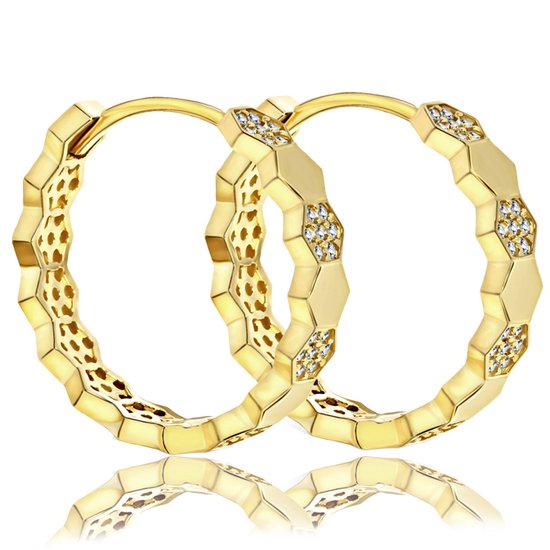 Juwelier Zwartevalk - 14 karaat gouden zeshoek oorbellen 12.357-A/20mm--
