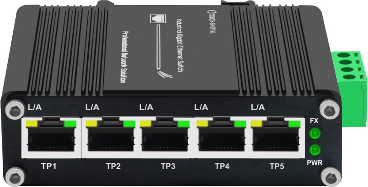 Mini industriële ethernet switch 5 poorten 10/100/1000 Gigabit
