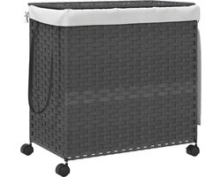 vidaXL - Wasmand - op - wielen - 60x35x60,5 - cm - rattan - grijs
