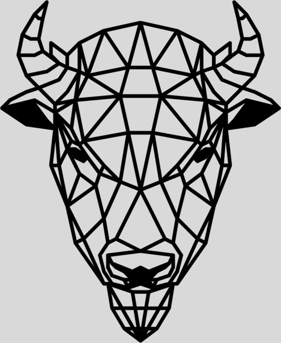 WandStaal - Bison - Silhouette - Metaalkunst - Zwart - 1000x821x2 Geometrische Dieren - Wanddecoratie - Muurdecoratie - Inclusief bevestigingsmateriaal