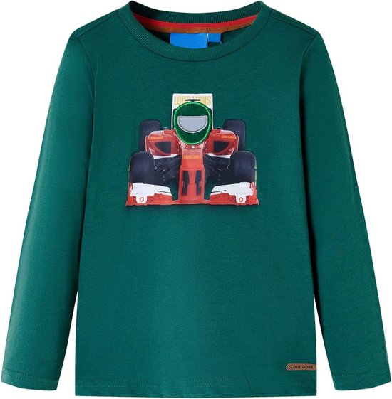 vidaXL-Kindershirt-met-lange-mouwen-racewagenprint-140-groen
