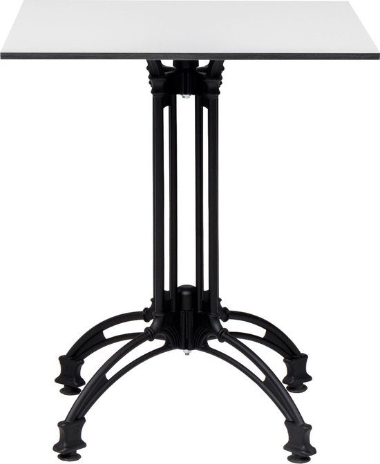 Furni24 Eettafel met metalen draadpoten en Houten blad 59x59 cm wit/zwart frame