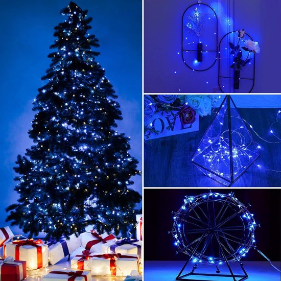 Guirlande lumineuse pile extérieur 100 LED Bleu , Déco Noel