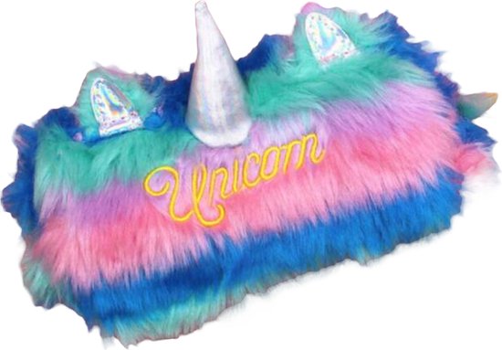 Foto: Fabs world etui make up tasje fluffy unicorn regenboog