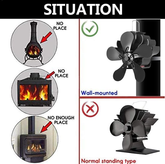 4-Blade Efficiënte Haard Fan Eco Vriendelijke Warm