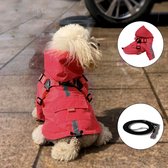 Geweo Regenjas Hondenkleding - Hondenjas Jas - Honden Puppy Hondenkleding - Met aanlijn ringKleine Hond - Waterafstotend - Maat M - Rood - Trektouw 1.5 M