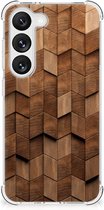 Stevig Telefoonhoesje geschikt voor Samsung Galaxy S23 Wooden Cubes