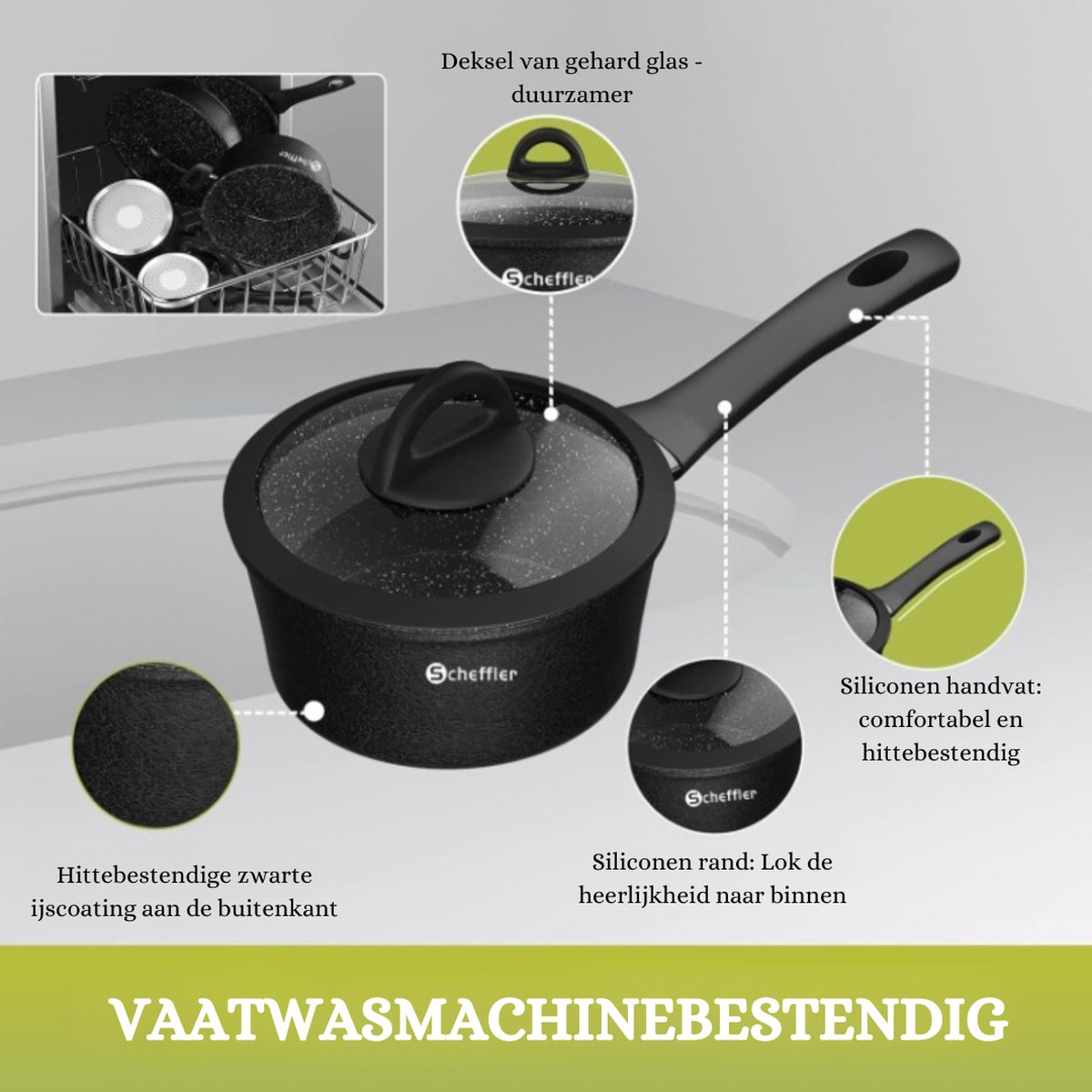 CookingTotem®, Batterie de cuisine antiadhésive empilable 5 pièces, Sans  PFOA