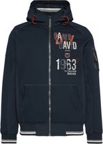 Camp David Hooded Sweat Jacket in Material Mix, donkerblauw.